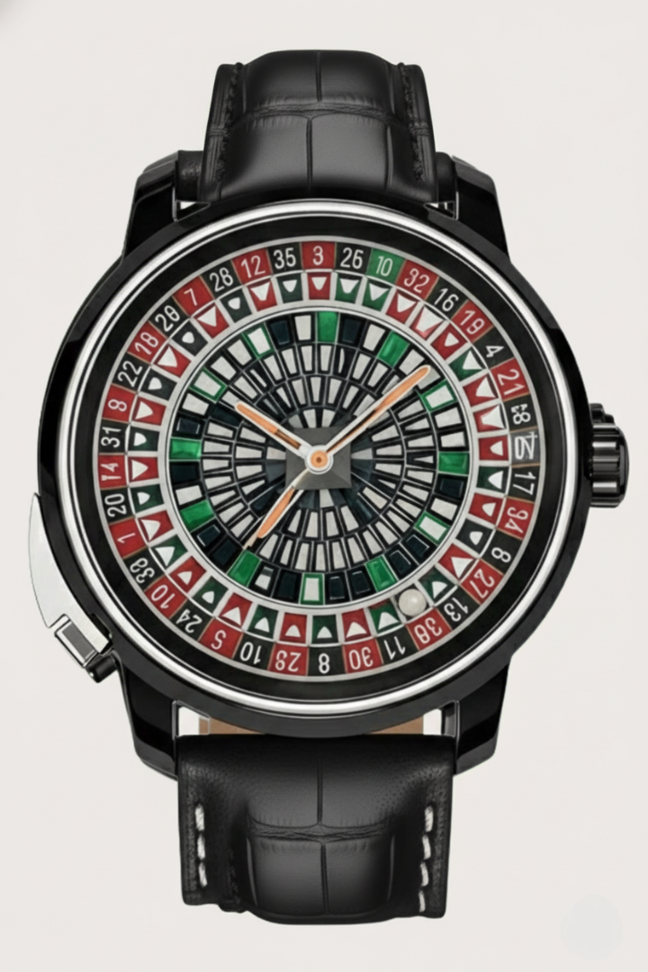 Casino Series Black Roulette Automatic Watch – Tri-Color Matrix Edition