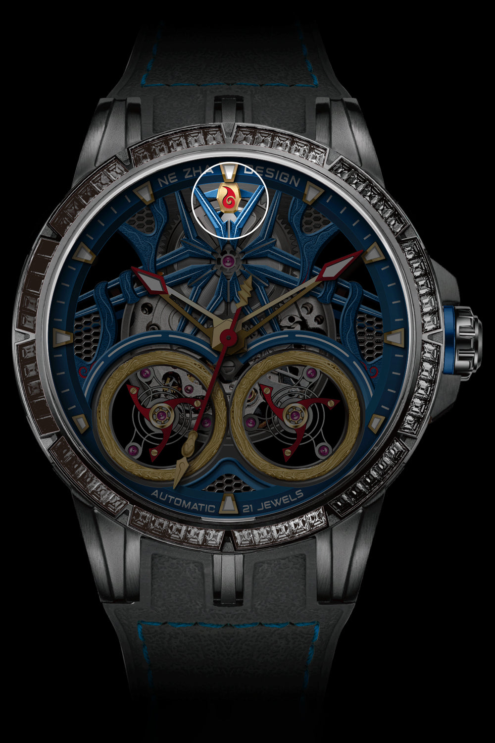 Zivanche Swiss | Rosdn G2766 Black Blue Automatic Mechanical Watch