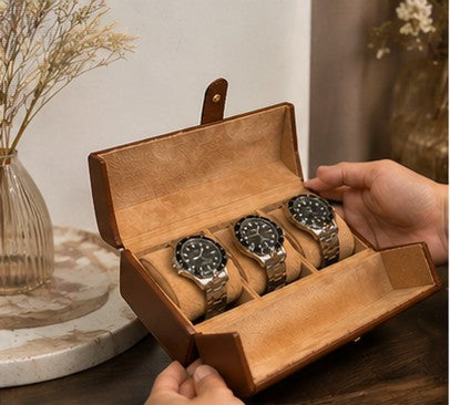 Zivanche Trivio 3-Slot Watch Brown Roll Case