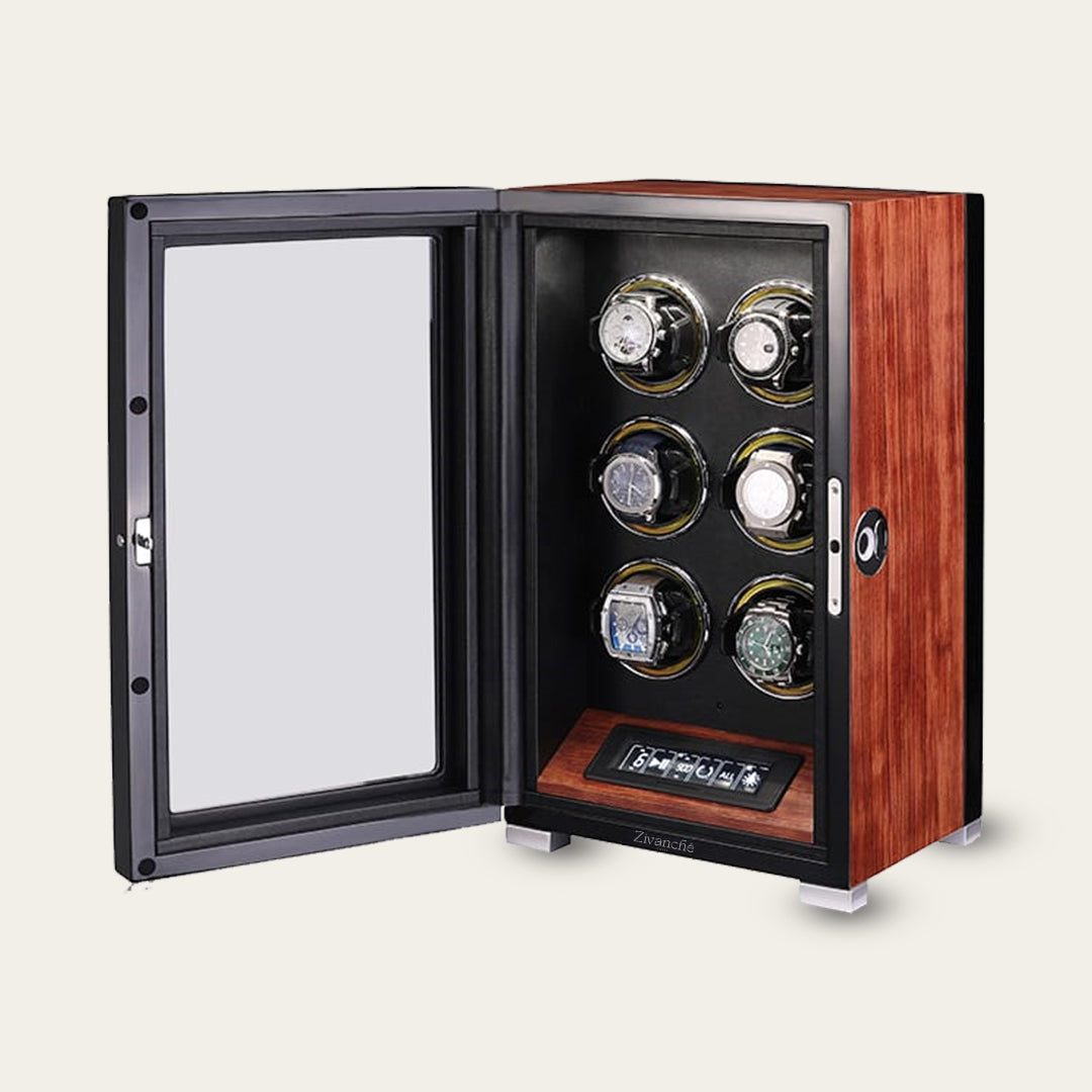 ZIVANCHE Luxury Wooden Watch Winder With LCD Touch Screen - 6 Epitopes