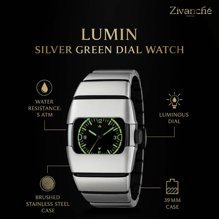 Lumin | Silver Green Dial Watch