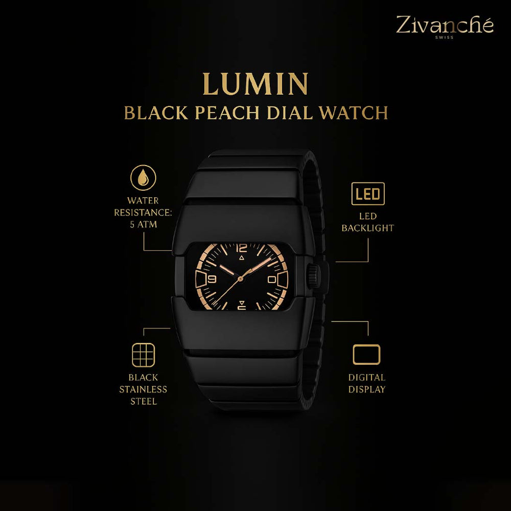 Lumin | Black Peach Dial Watch