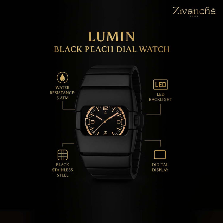 Lumin | Black Peach Dial Watch