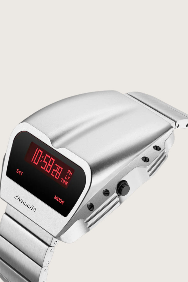 Luxe Rock | Silver Red Digital Watch