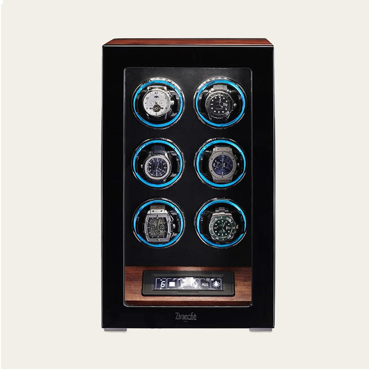 ZIVANCHE Luxury Wooden Watch Winder With LCD Touch Screen - 6 Epitopes