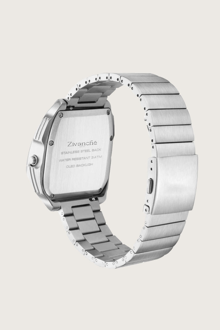 Luxe Rock | Silver Red Digital Watch