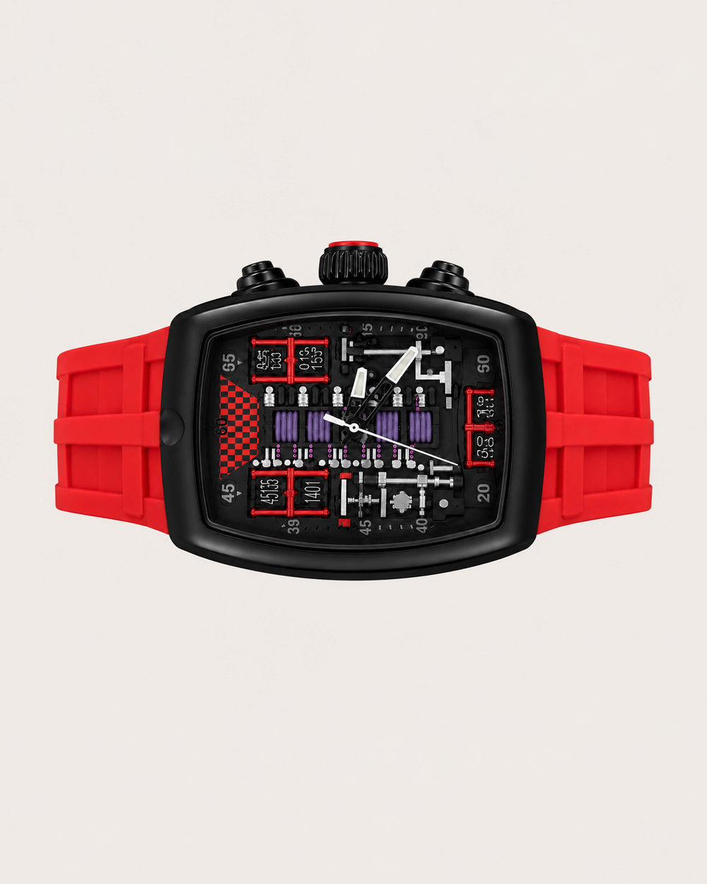 Hypercar Engine Inspired Luxury Red & Black Quartz Watch (43665393)