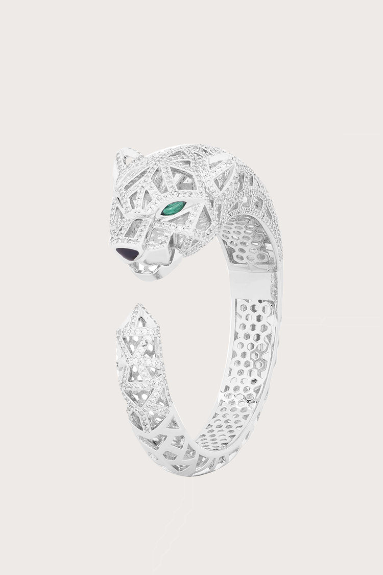 Shimmering Roar | Silver leopard Bracelet