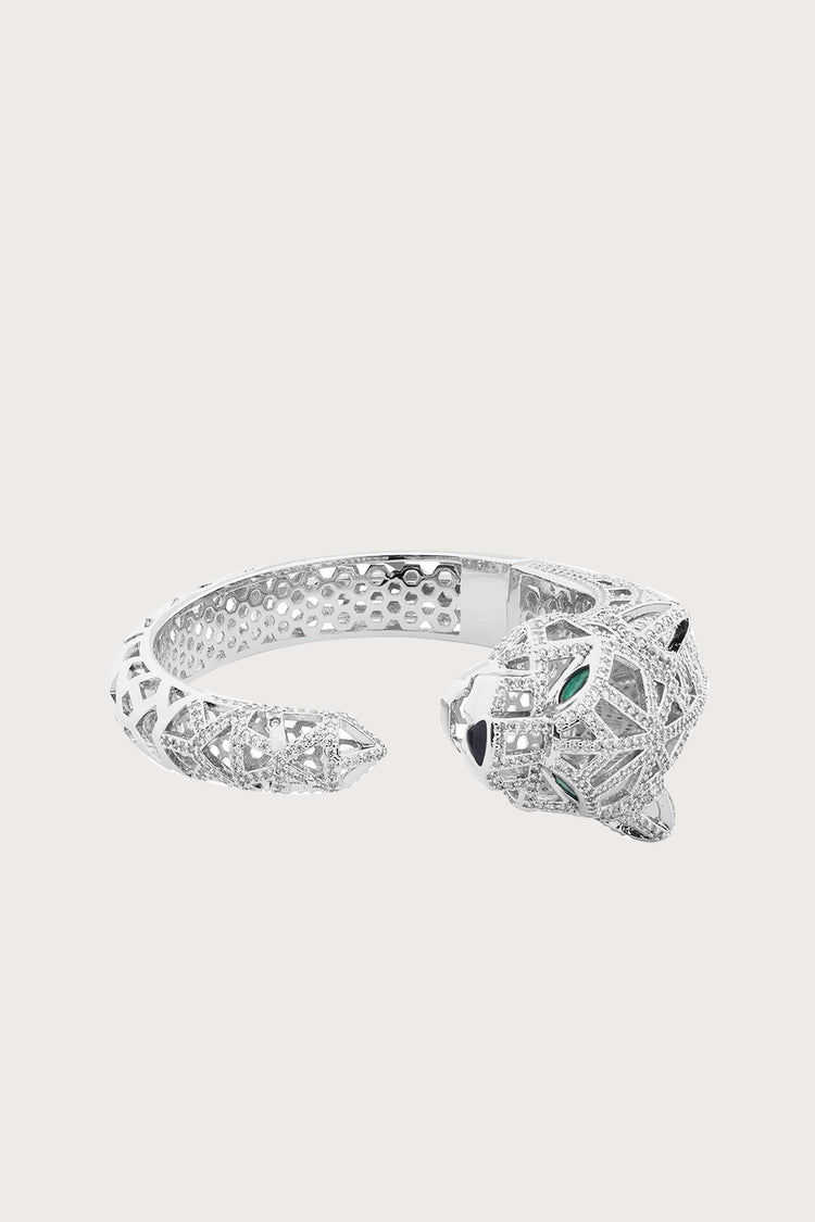 Shimmering Roar | Silver leopard Bracelet