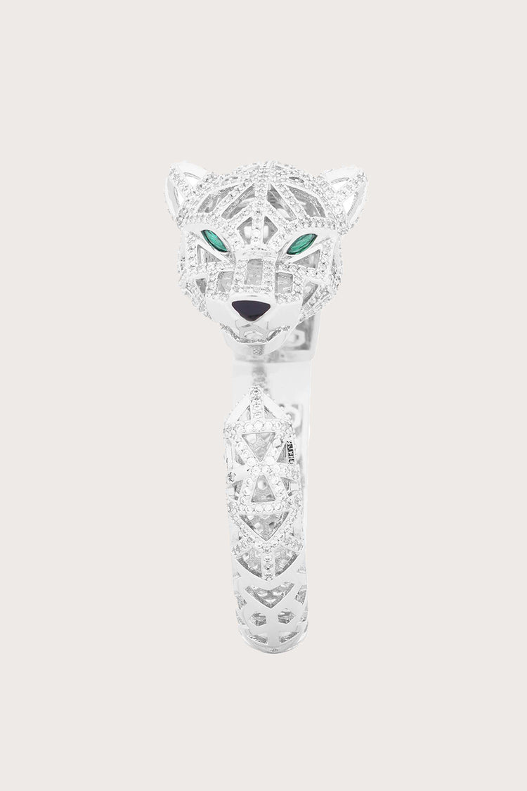 Shimmering Roar | Silver leopard Bracelet