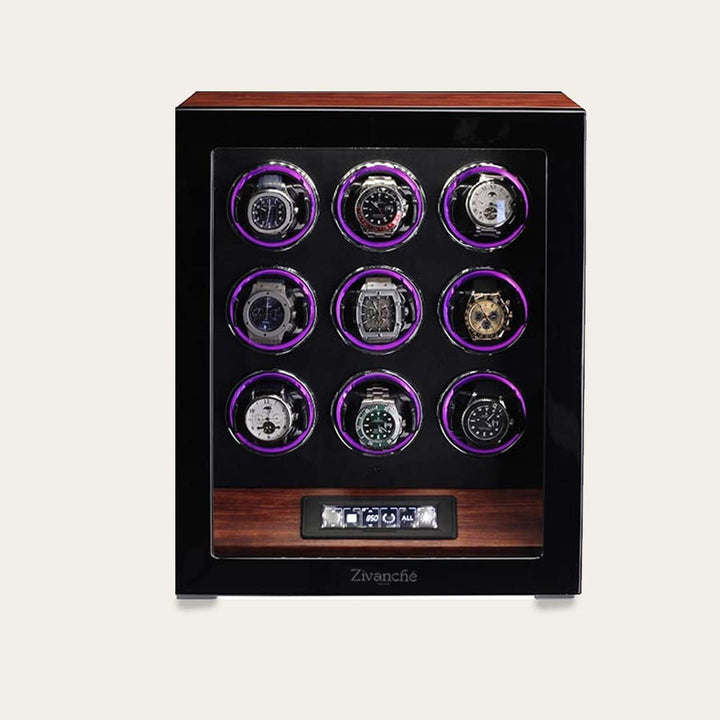 ZIVANCHE Luxury Wooden Watch Winder With LCD Touch Screen - 9 Epitopes