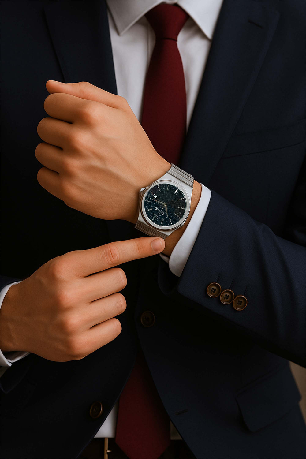 Tiro | Silver Black Dial Luxury  Watch - (39907738)