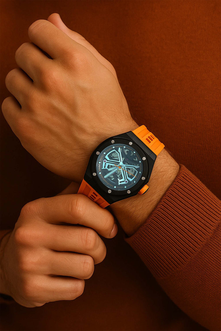 Optimous | Orange Fully Automatic Multi-function Watch - (39936958)