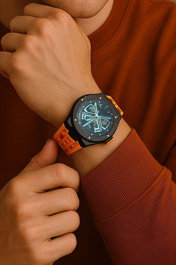 Optimous | Orange Fully Automatic Multi-function Watch - (39936958)