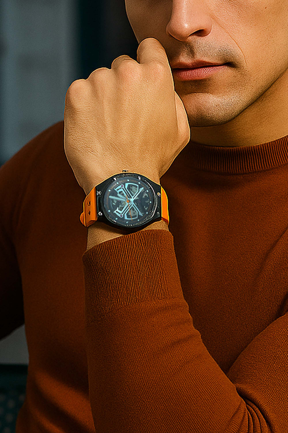 Optimous | Orange Fully Automatic Multi-function Watch - (39936958)
