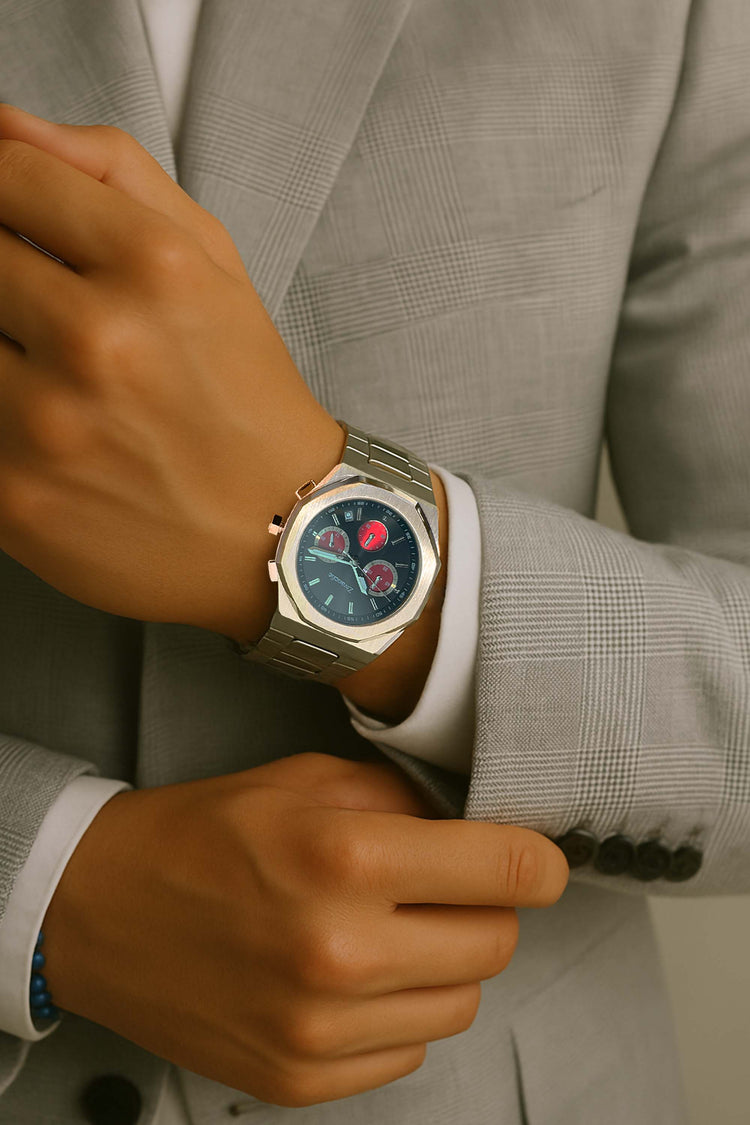 Apolo | Silver Black Chronograph Watch - (39907741)