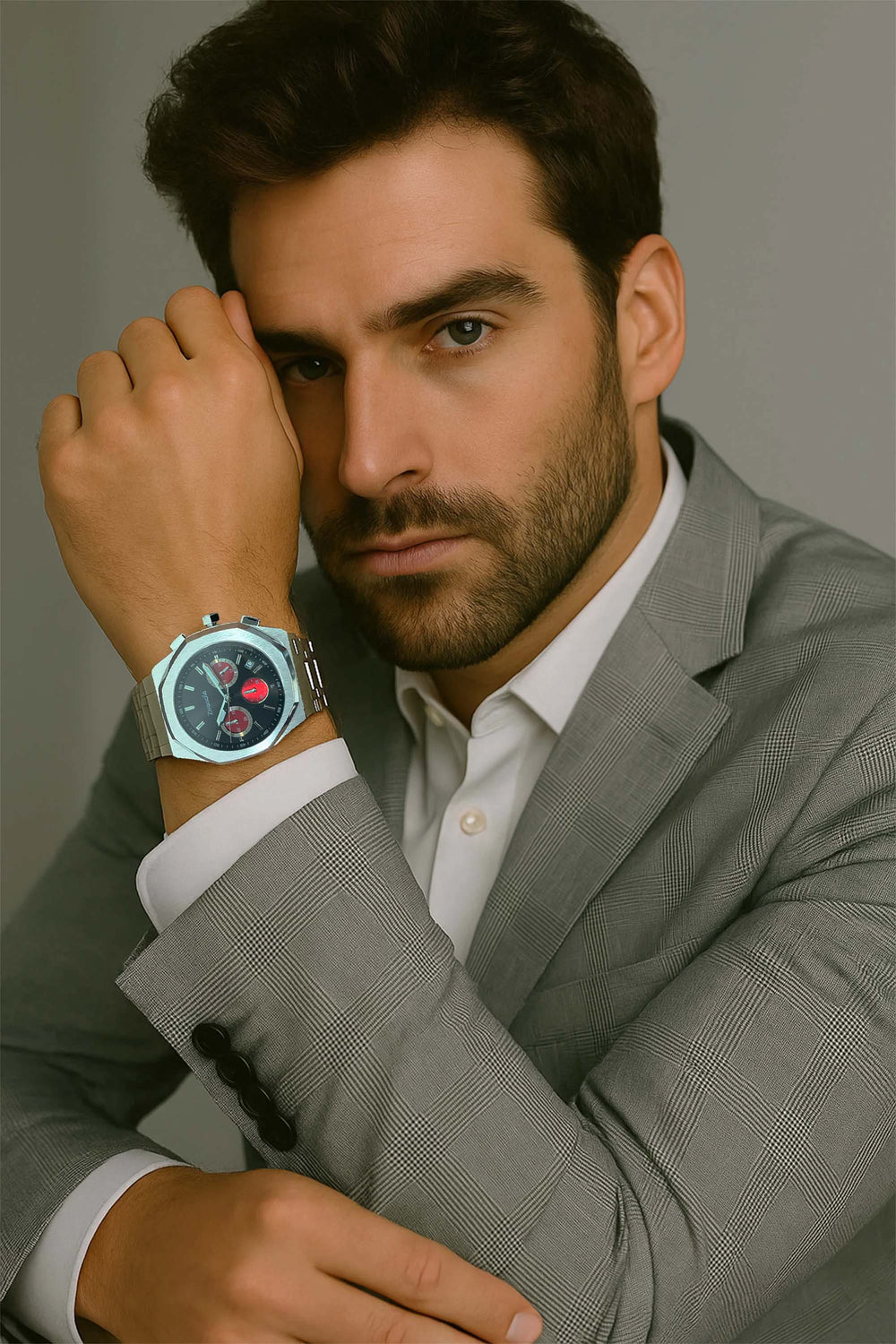 Apolo | Silver Black Chronograph Watch - (39907741)