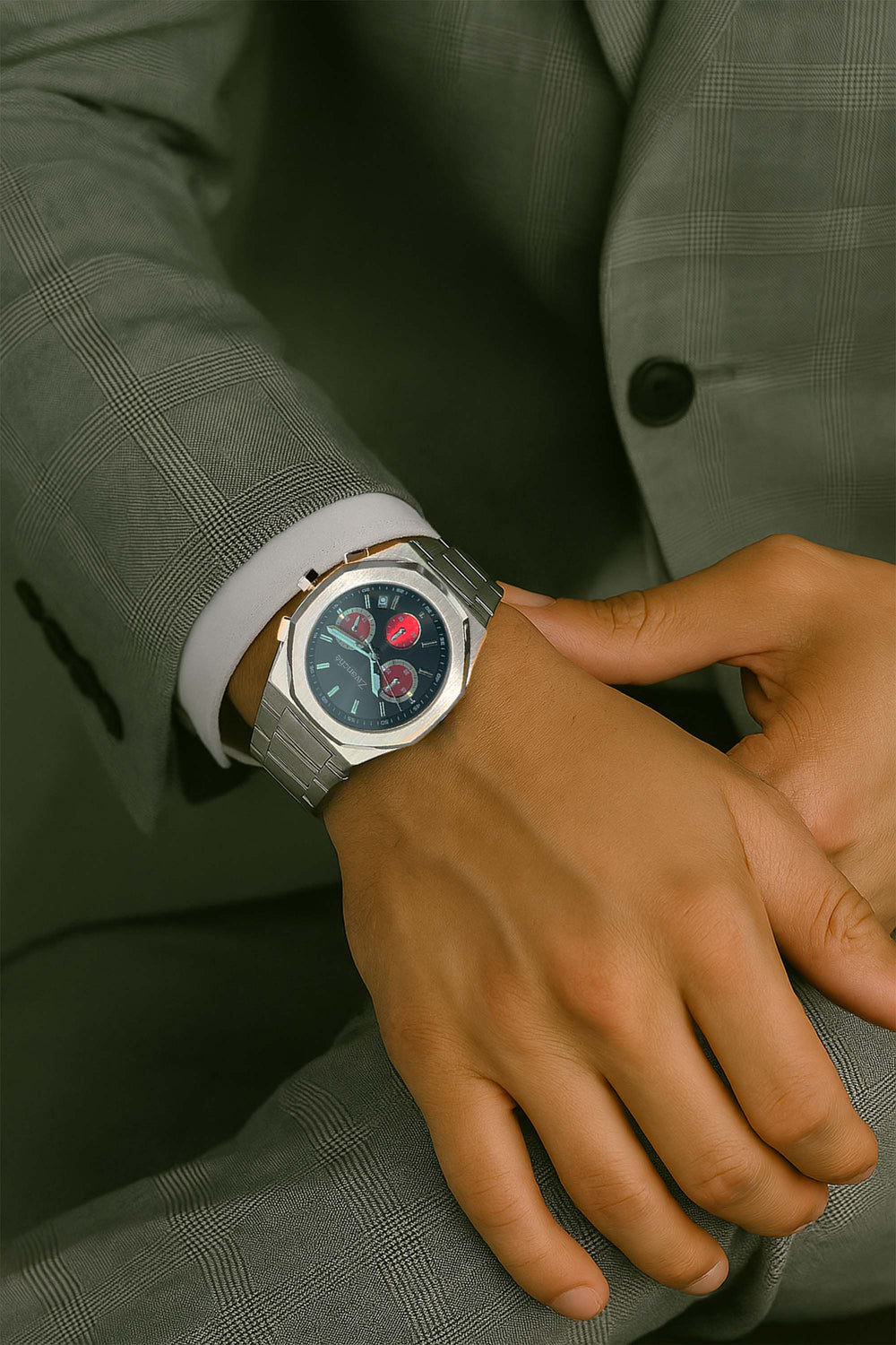 Apolo | Silver Black Chronograph Watch - (39907741)