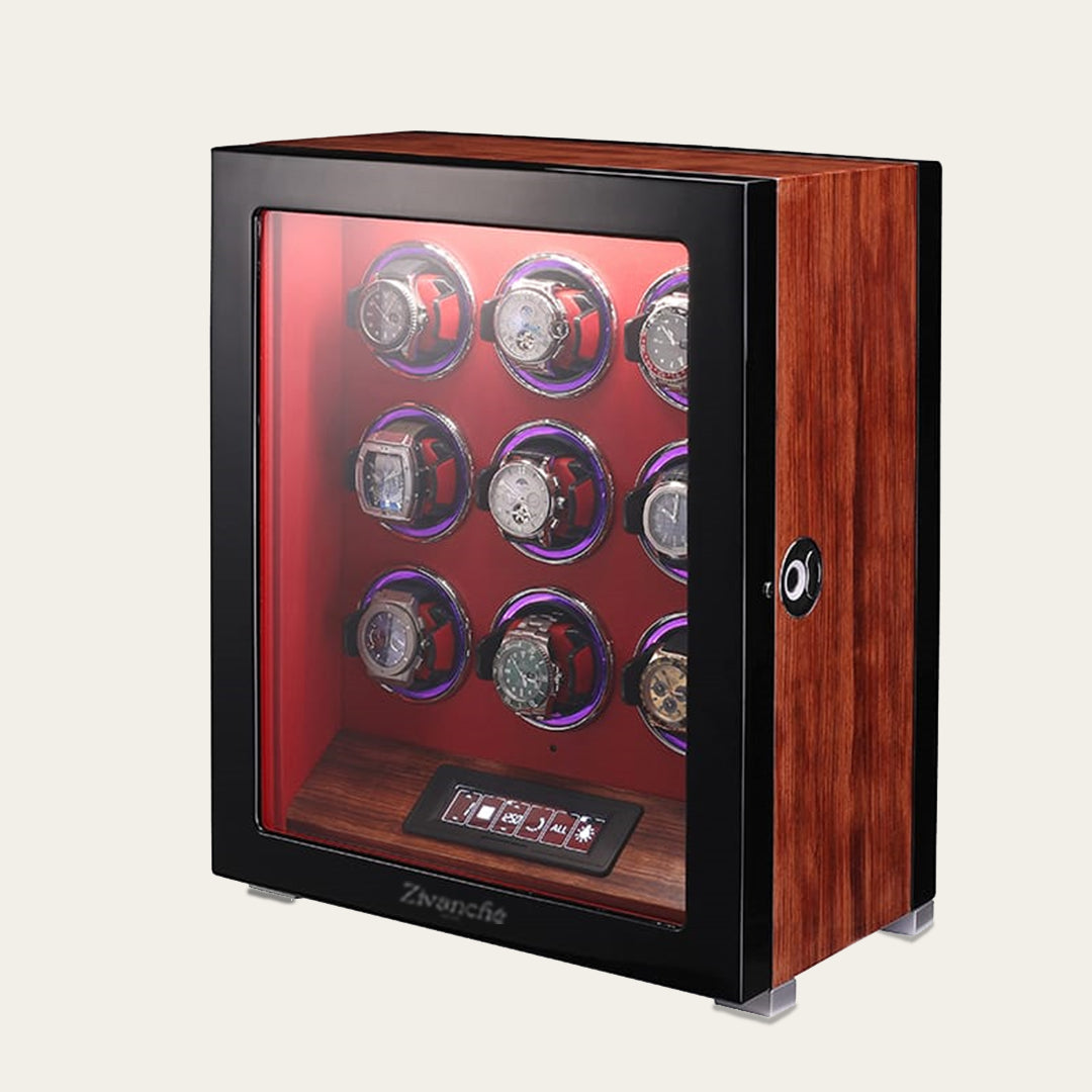 ZIVANCHE Luxury Wooden Watch Winder With LCD Touch Screen - 9 Epitopes