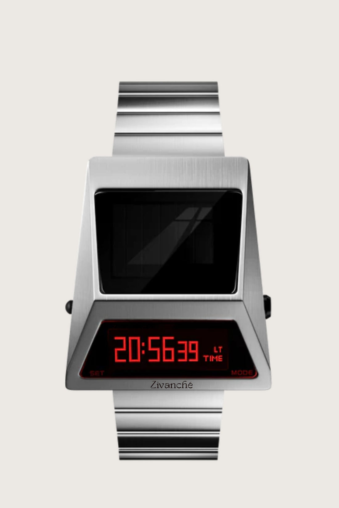 Moon Rover | Silver Metallic Red Digital watch