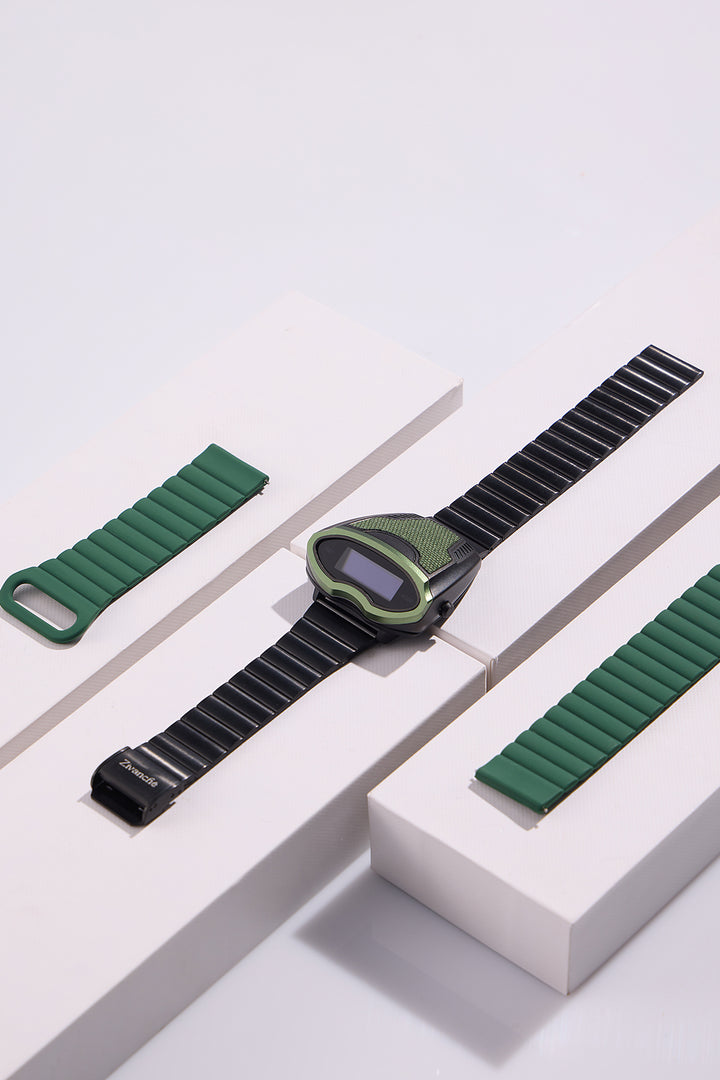 Rebscyan | Black  Fern Green Digital Watch