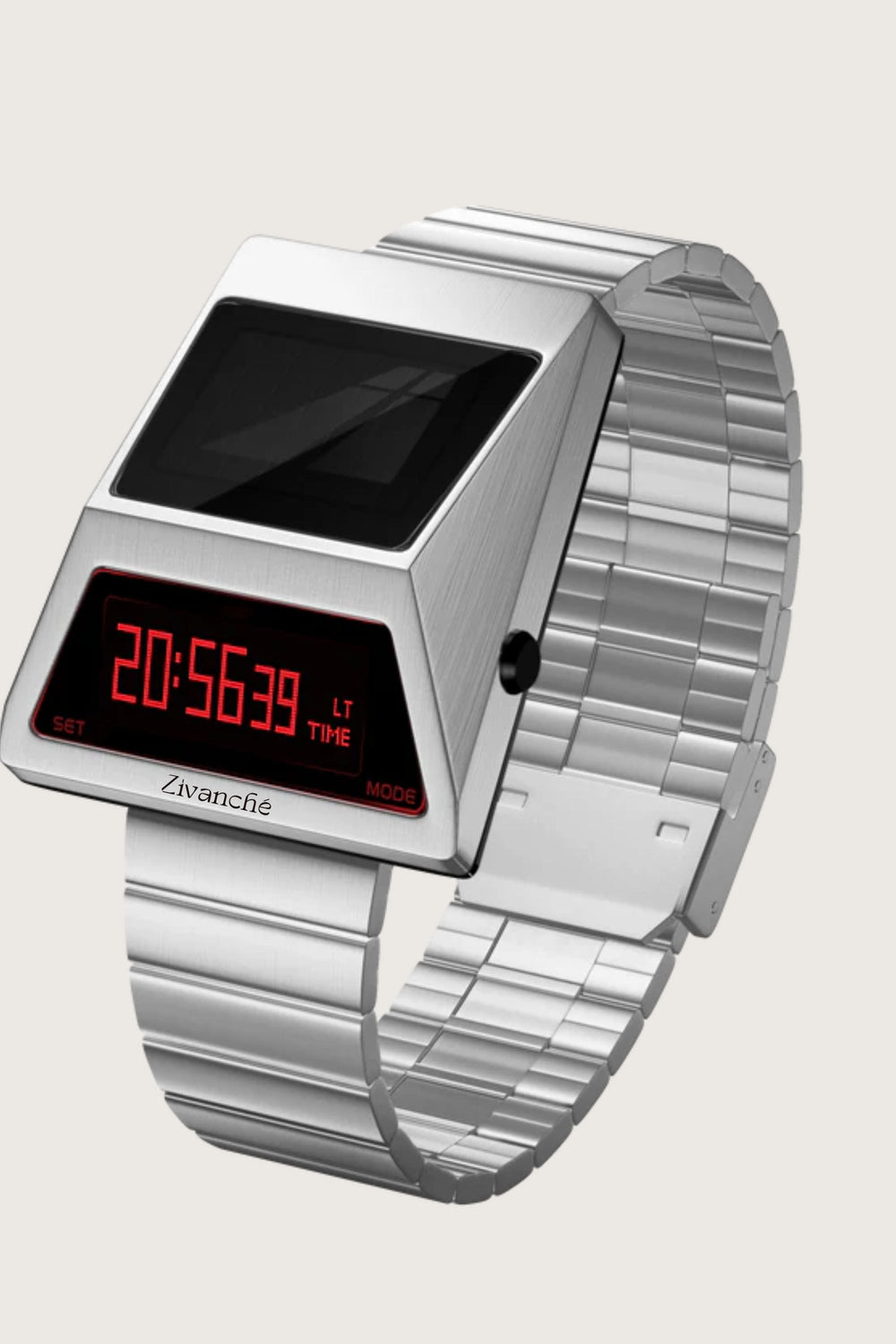 Moon Rover | Silver Metallic Red Digital watch