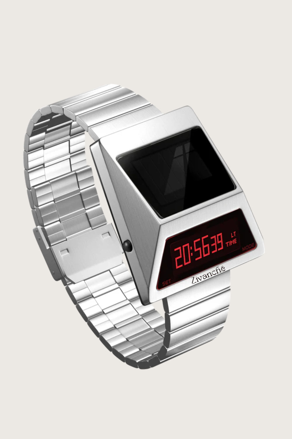 Moon Rover | Silver Metallic Red Digital watch