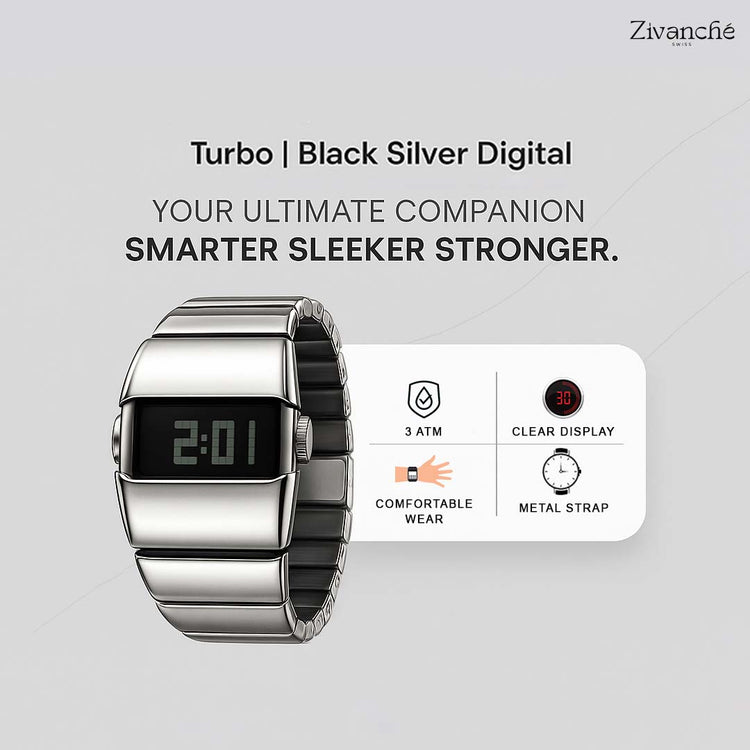 Turbo | Black Silver Digital Watch