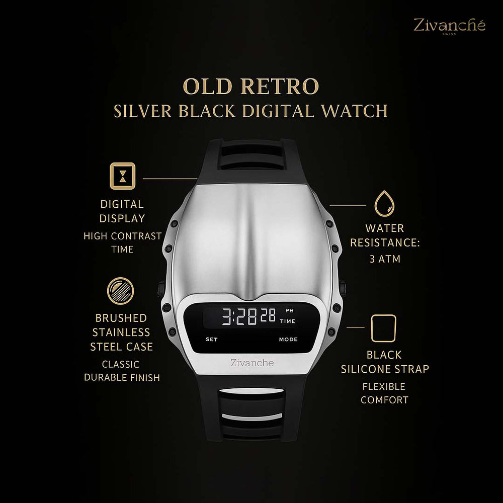 Old Retro | Silver Black Digital Watch (39907752)