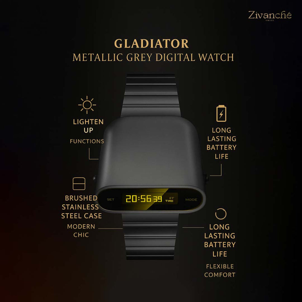 Gladiator | Metallic Grey Digital Watch