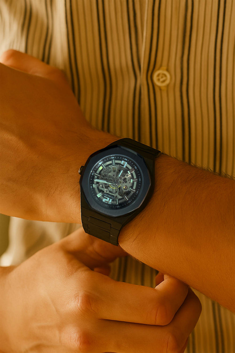 Python | Black Skeleton Dial Automatic Watch - (39936956)