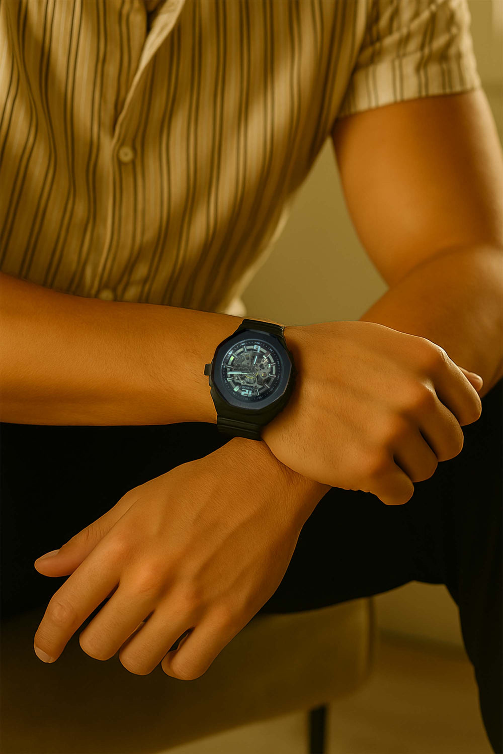 Python | Black Skeleton Dial Automatic Watch - (39936956)