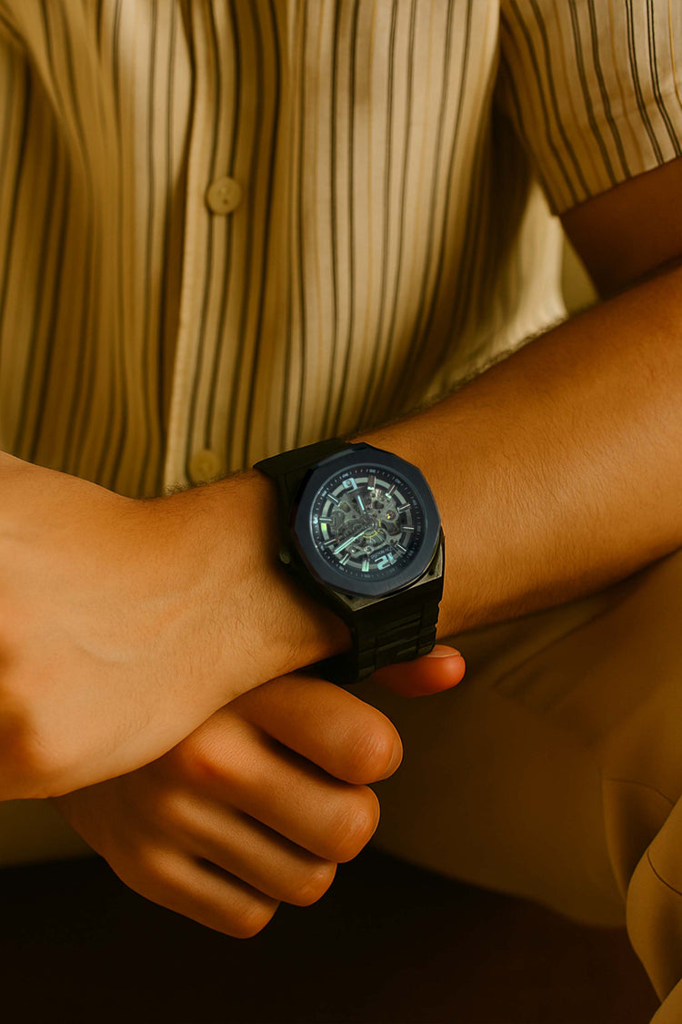 Python | Black Skeleton Dial Automatic Watch - (39936956)