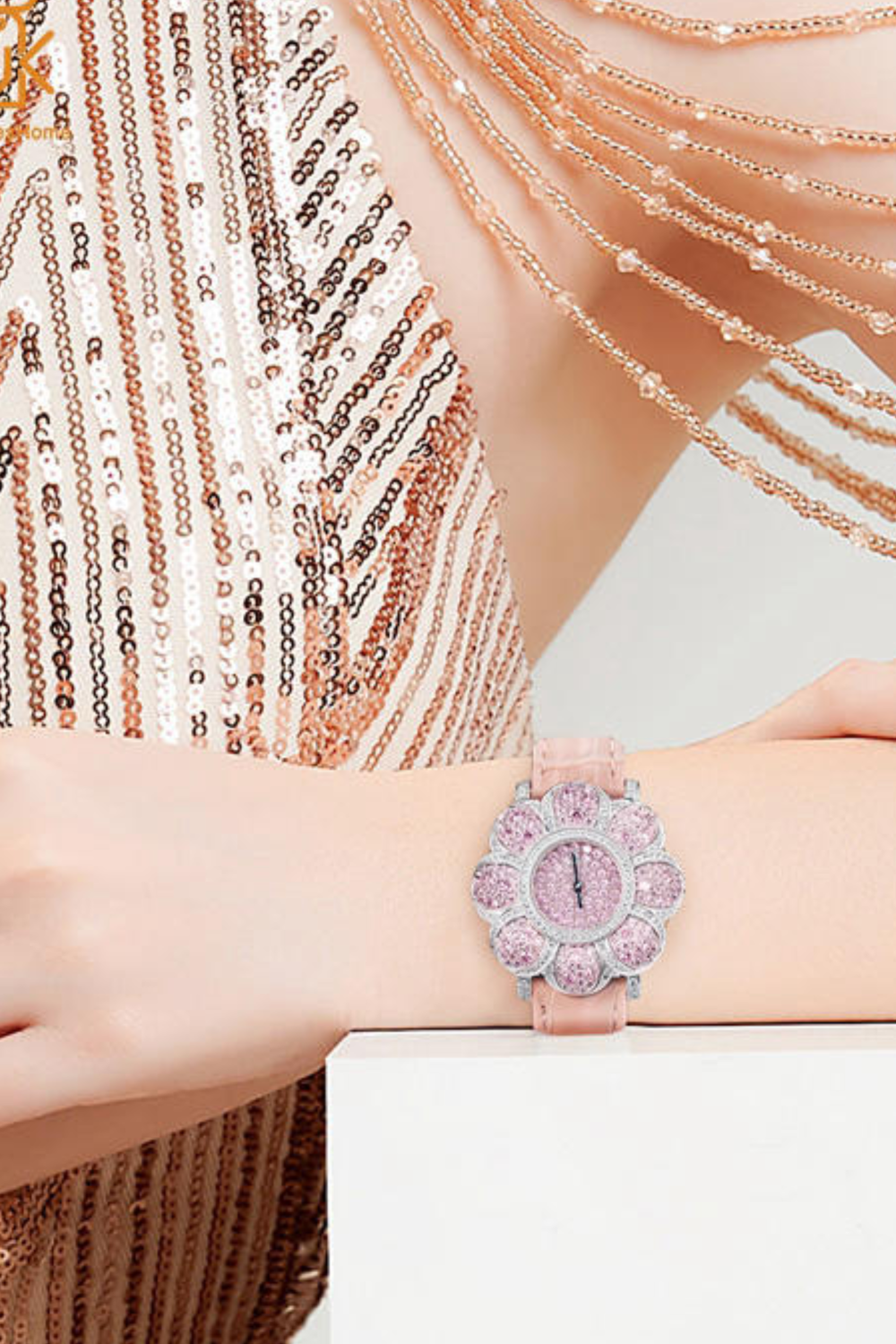 Zivanche Blossom Halo Pink Crystal Luxury Watch