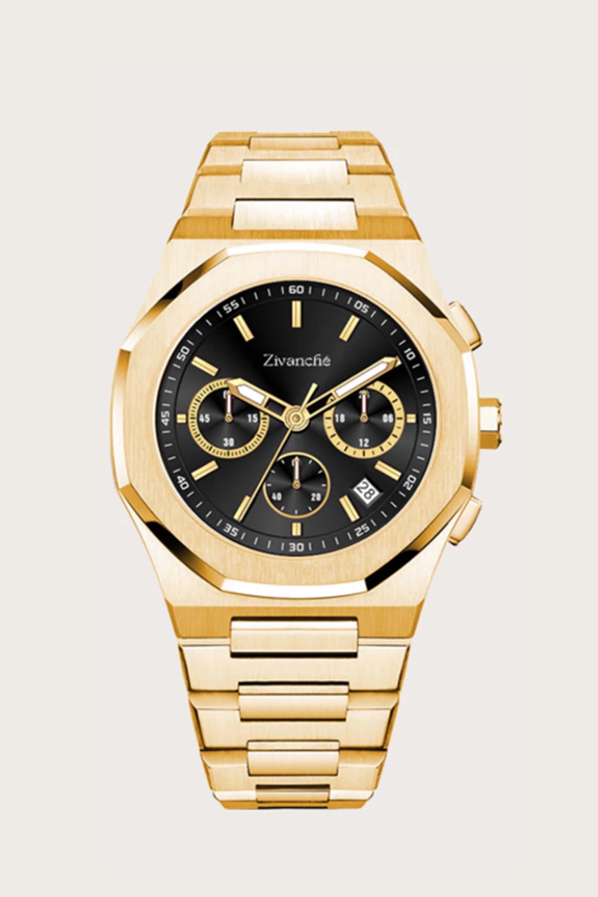 Apolo | Golden Black Chronograph Watch - (39936960) – Zivanche