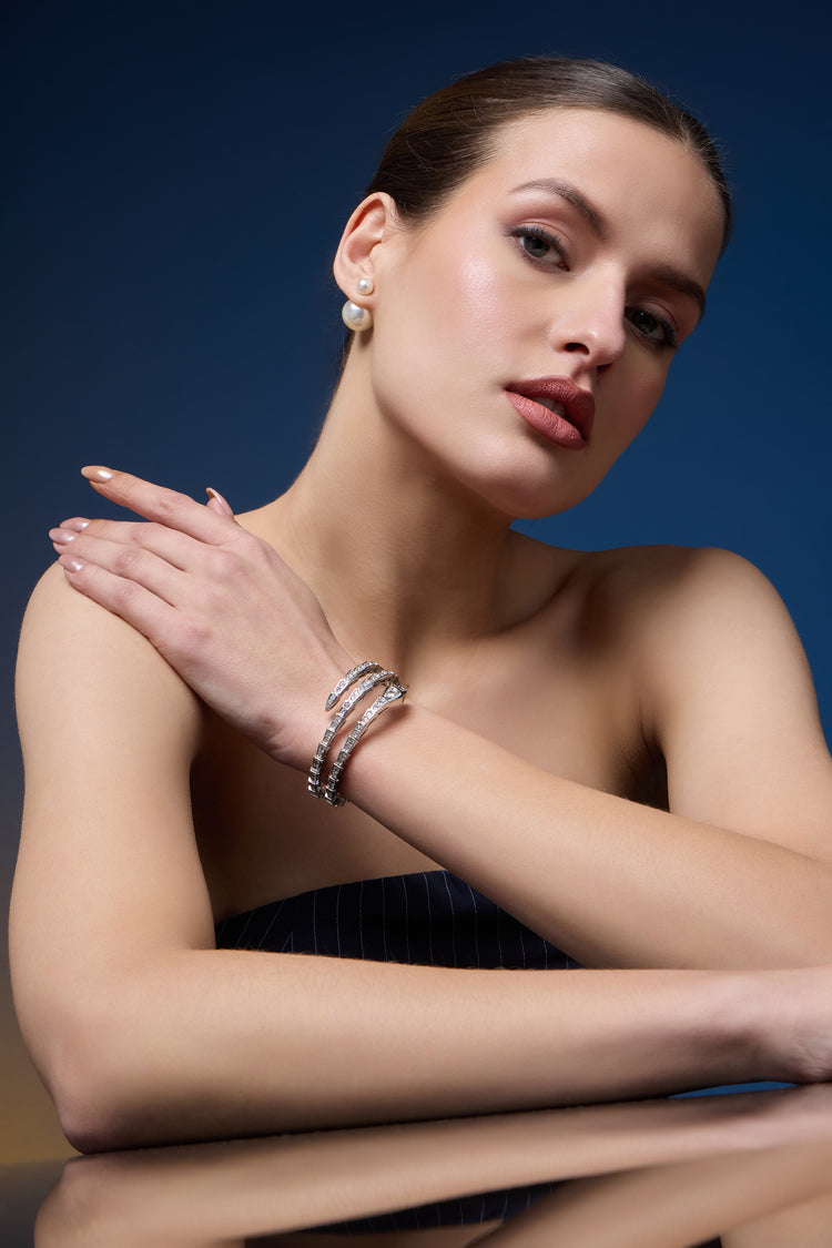 Majestic Python | Silver Diamond Bracelet