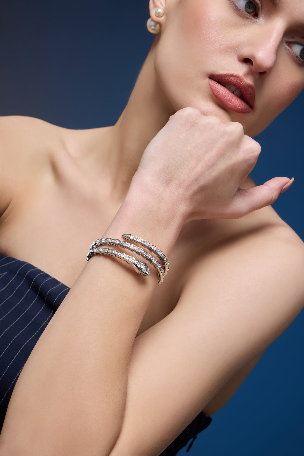 Majestic Python | Silver Diamond Bracelet