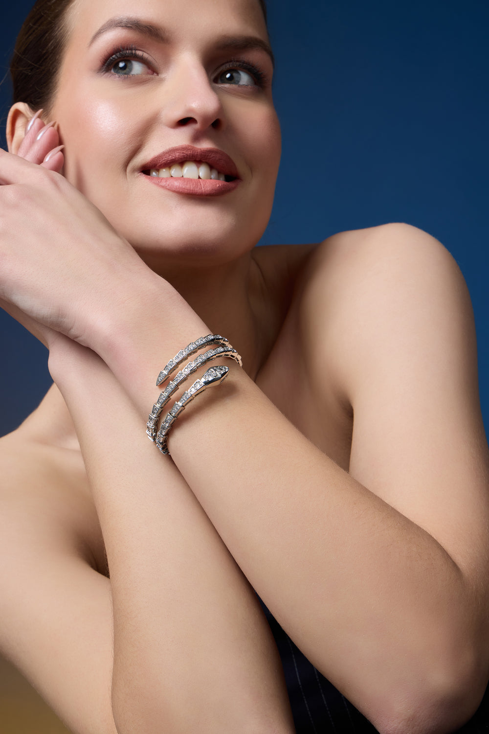 Majestic Python | Silver Diamond Bracelet