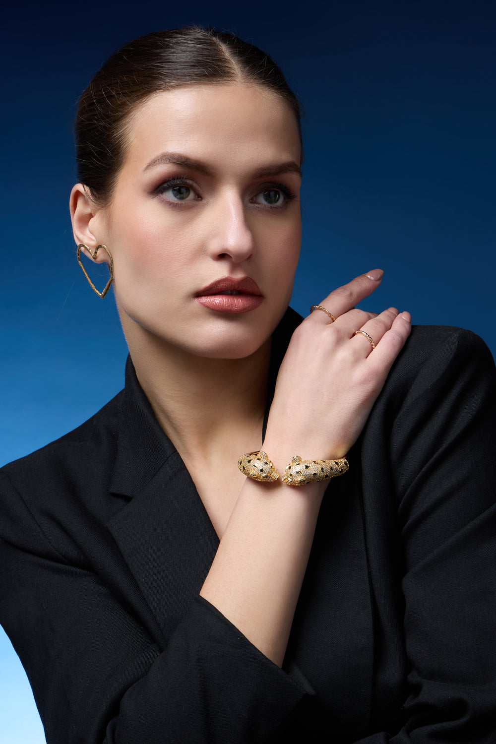 Luxe Panther | Golden Diamonds Black Bracelet