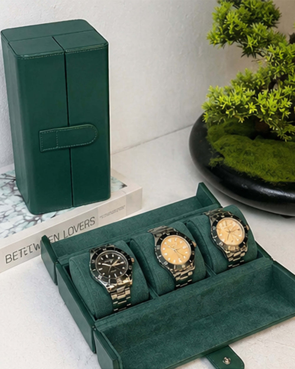 Zivanche Trivio 3-Slot Watch Green Roll Case