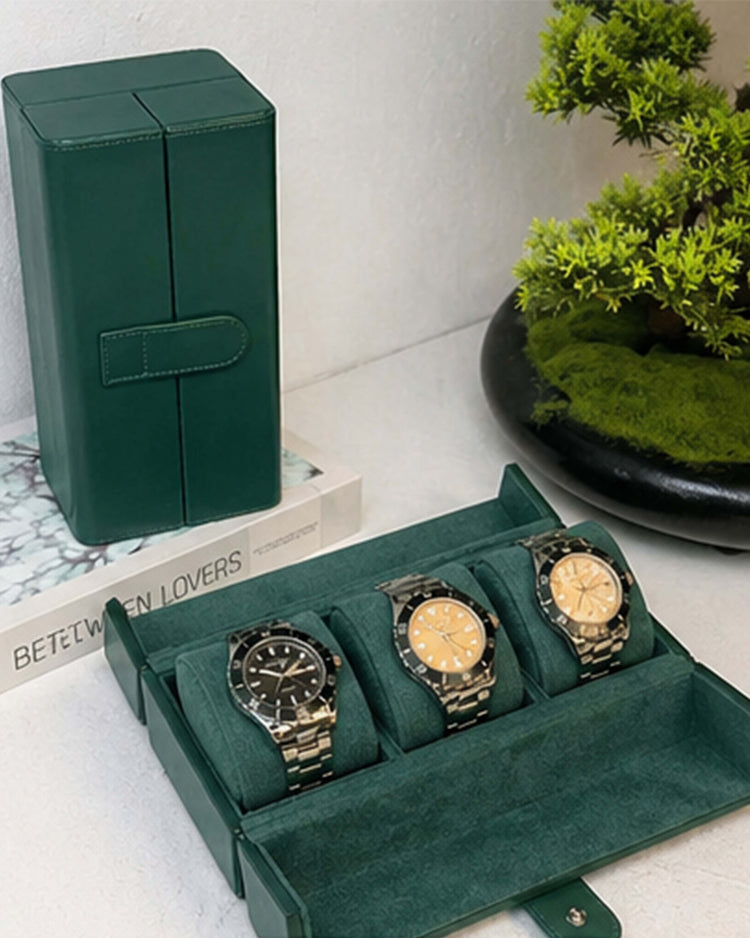 Zivanche Trivio 3-Slot Watch Green Roll Case