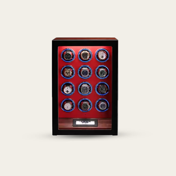 ZIVANCHE Luxury Wooden Watch Winder With LCD Touch Screen - 12 Epitopes