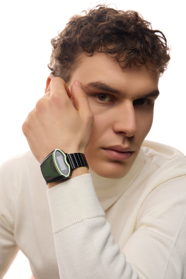 Stargazer | Black  Fern Green Digital Watch