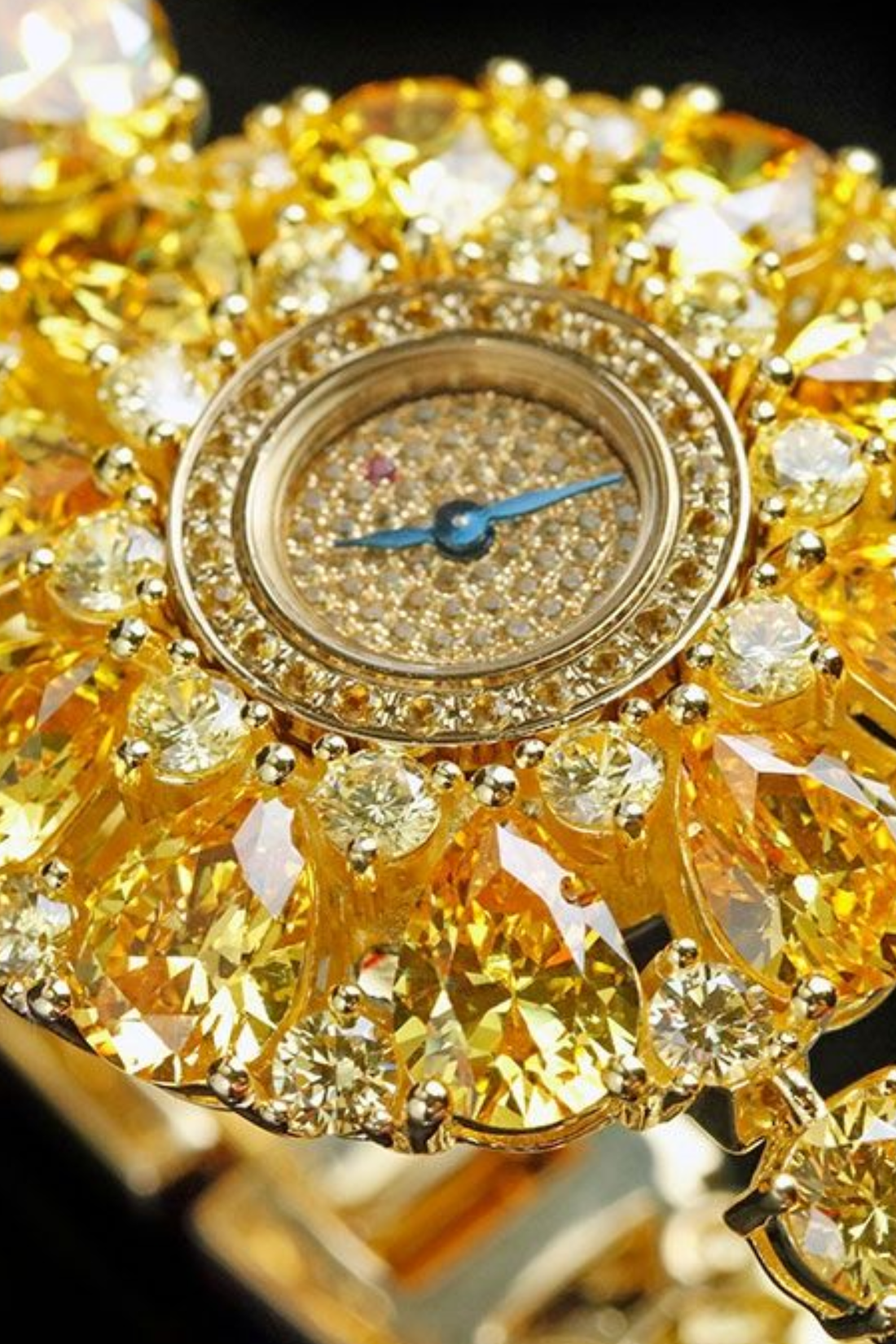 Zivanche Royal Citrine Crystal Floral Bracelet Watch