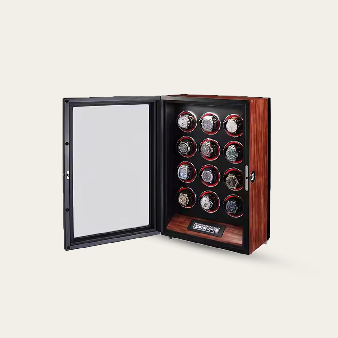 ZIVANCHE Luxury Wooden Watch Winder With LCD Touch Screen - 12 Epitopes