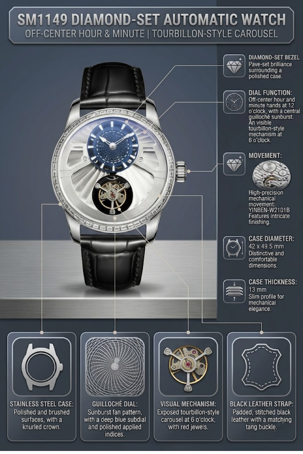 Precision Eclipse Off‑Center Elegance Mechanical Masterpiece Watch