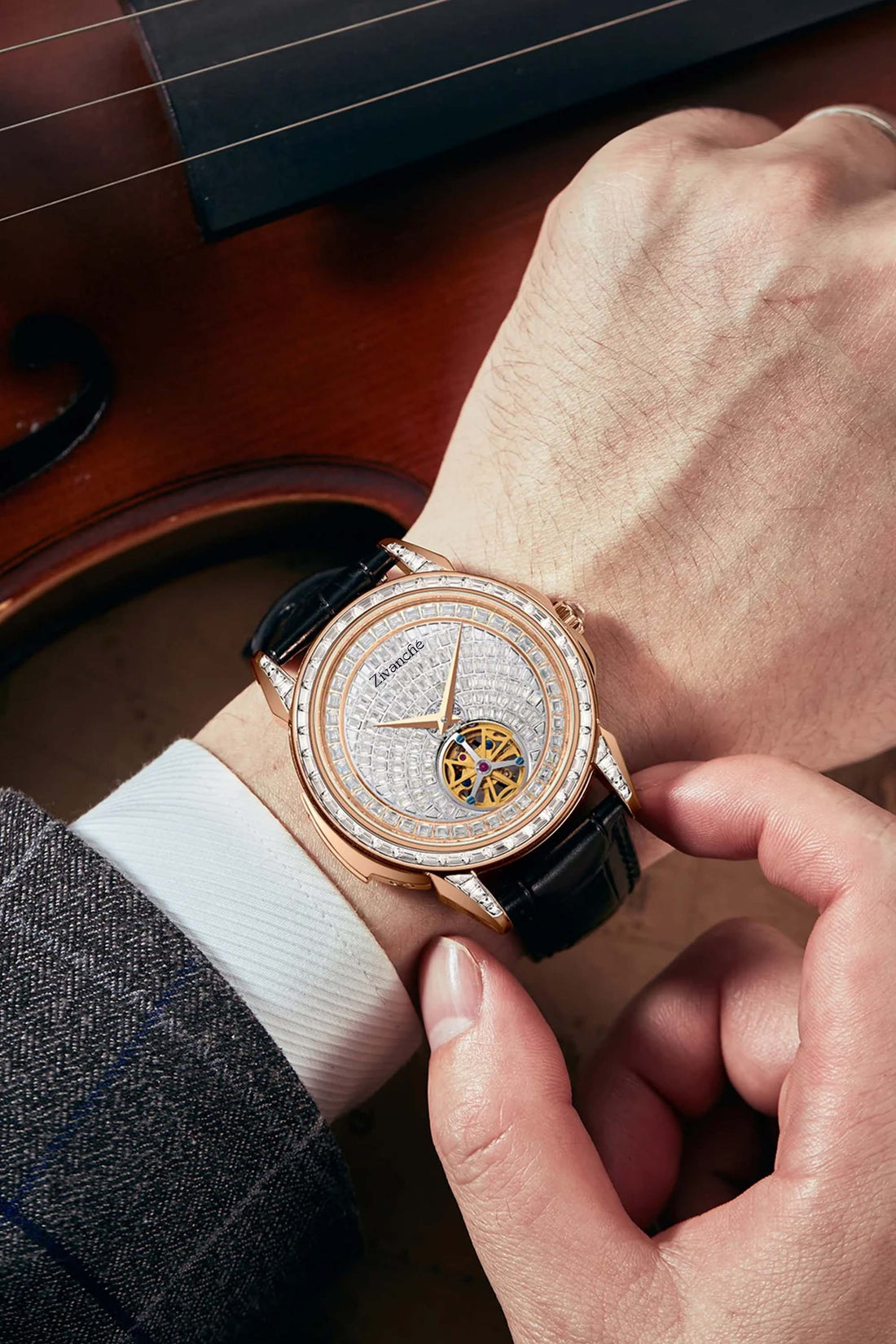 Master Series Zivanche Mclaro Rose Gold Edition Full Diamond-Eye of Power Watch - (41070736)