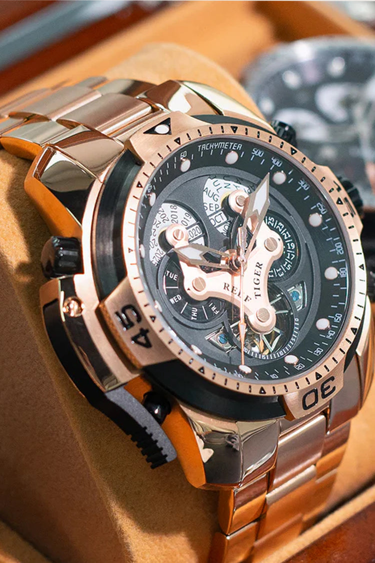 Reef Tiger | Golden Black  Mechanical Watch (44222619)