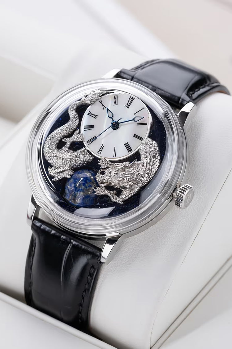 Celestial Guardian | Black Silver Quartz Watch