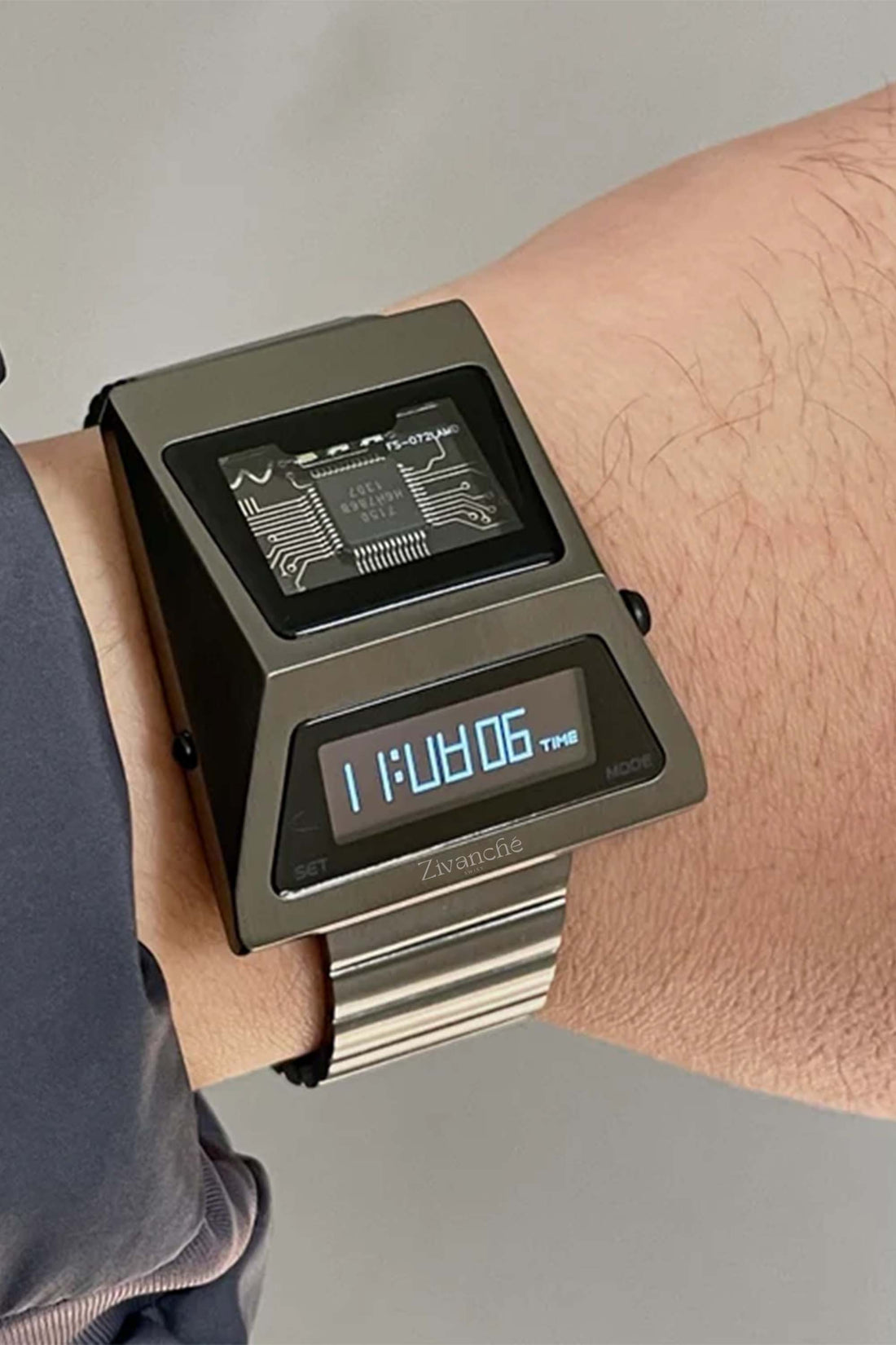 Cyber Watch | Metallic Grey Digital Watch - (40342605)